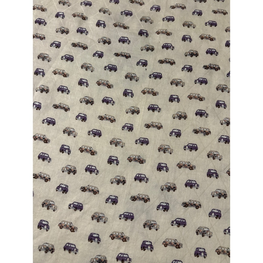 Burberry Cotton Square Scarf Cream Purple Vintage Car Novelty Print 20x20 - Picture 4 of 8